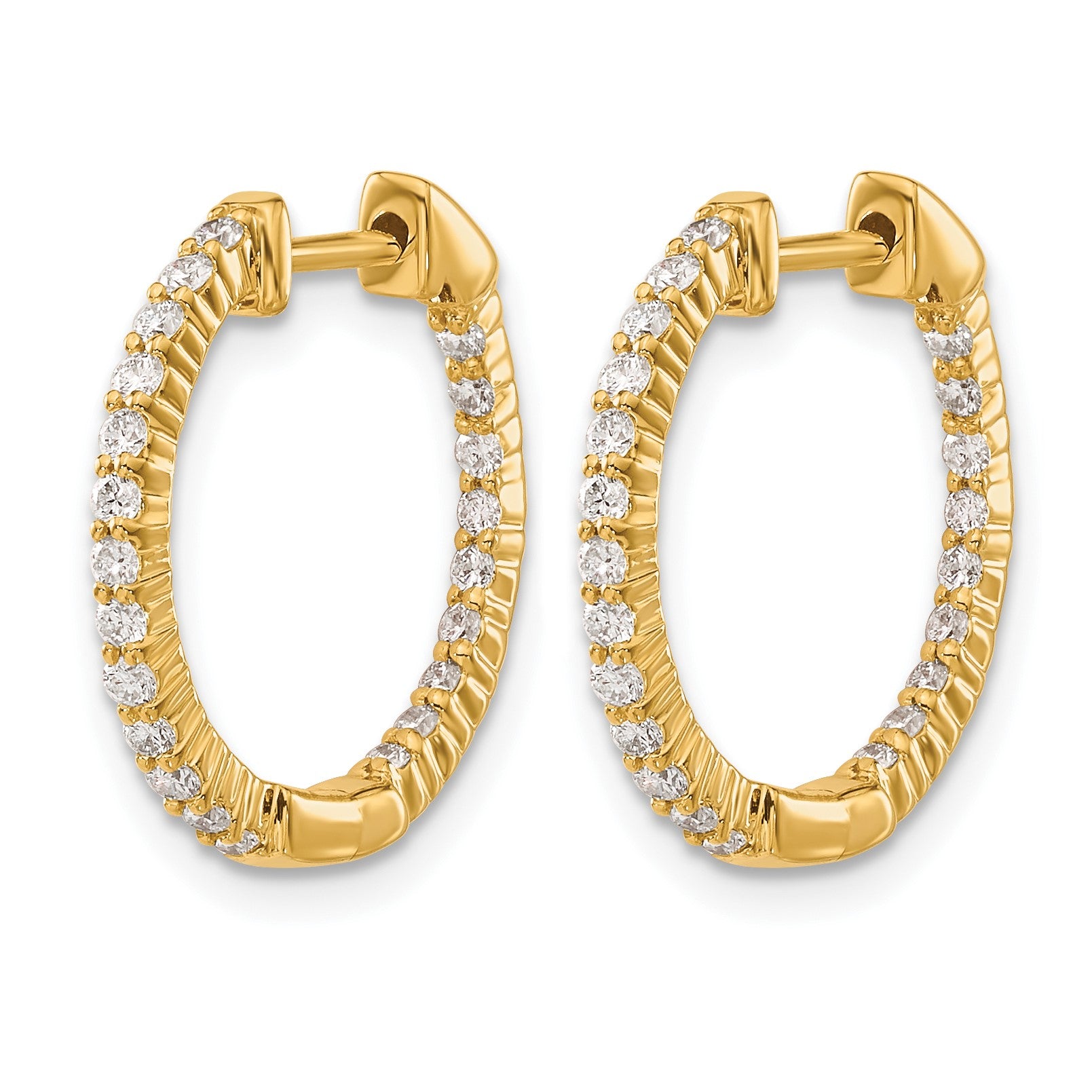 14k 1/2 carat Diamond In/Out Hinged Hoop Earrings