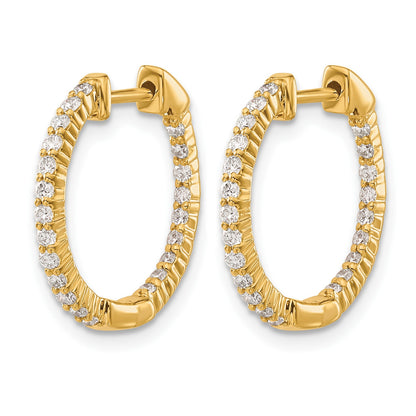14k 1/2 carat Diamond In/Out Hinged Hoop Earrings