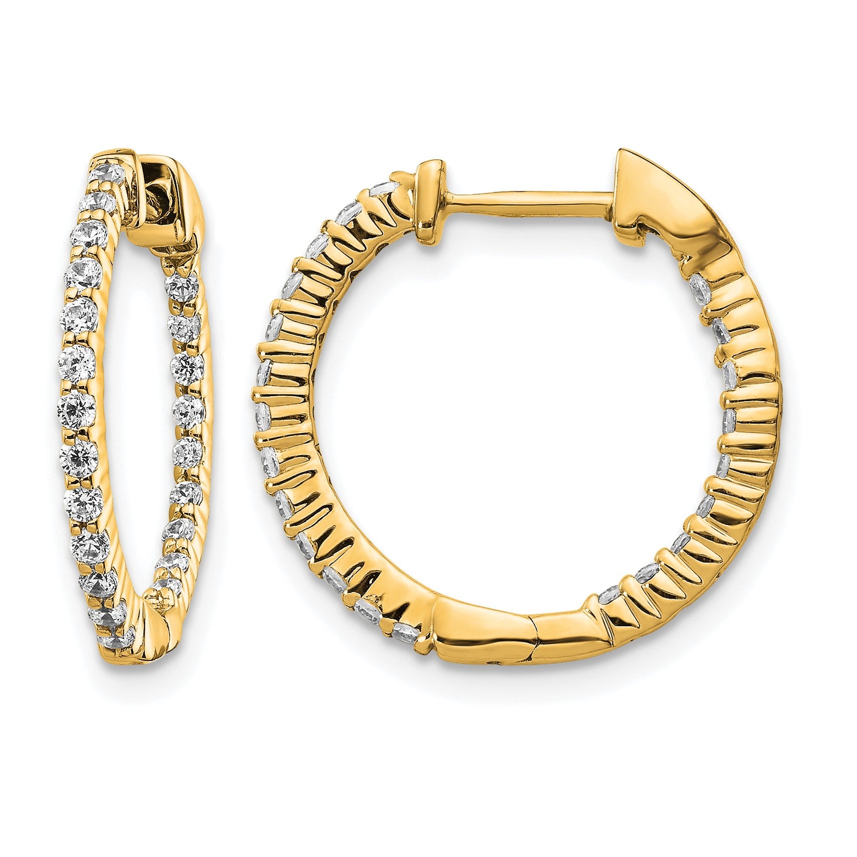 14k 1/2 carat Diamond In/Out Hinged Hoop Earrings