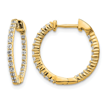 14k 1/2 carat Diamond In/Out Hinged Hoop Earrings
