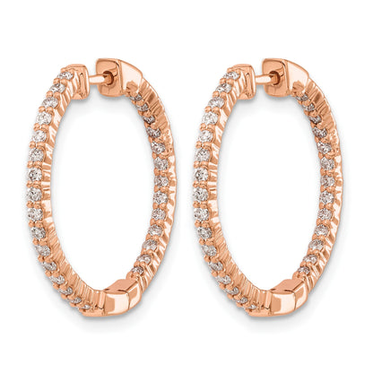 14k Rose Gold 5/8 carat Diamond In/Out Hinged Hoop Earrings