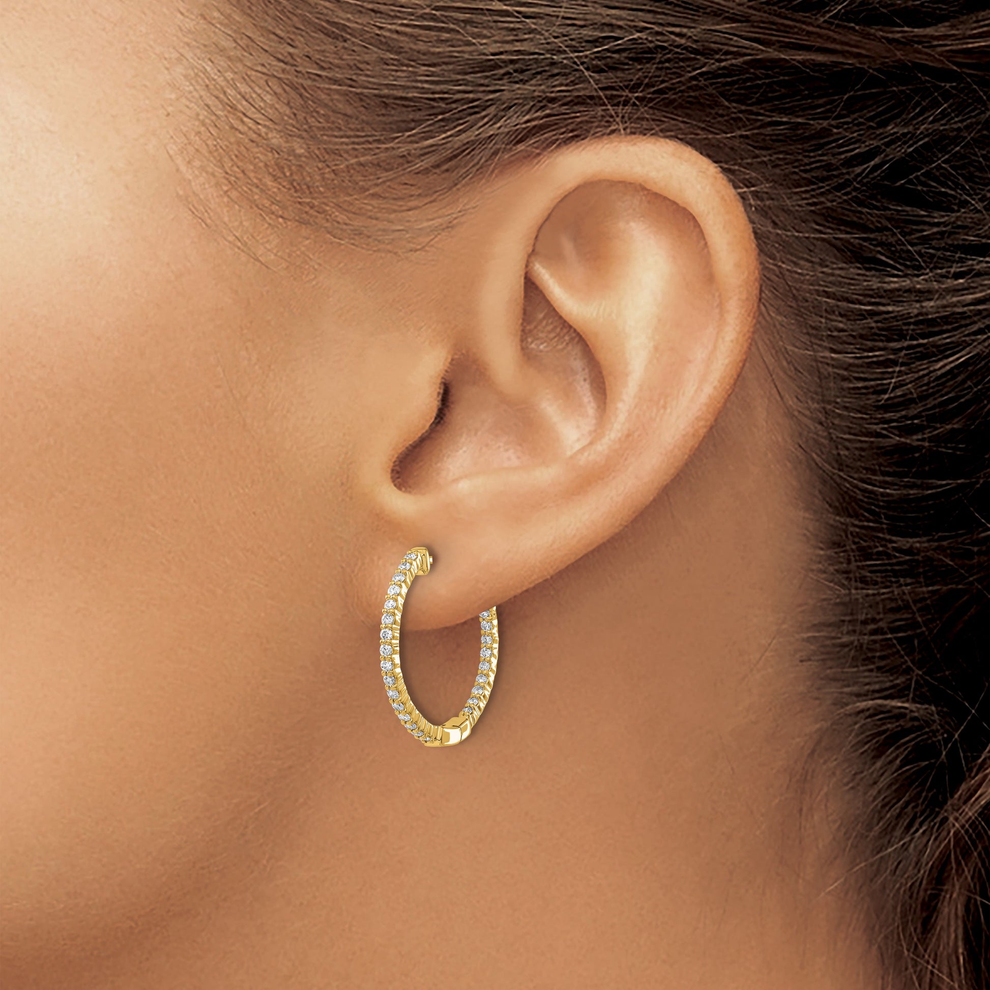 14k 5/8 carat Diamond In/Out Hinged Hoop Earrings