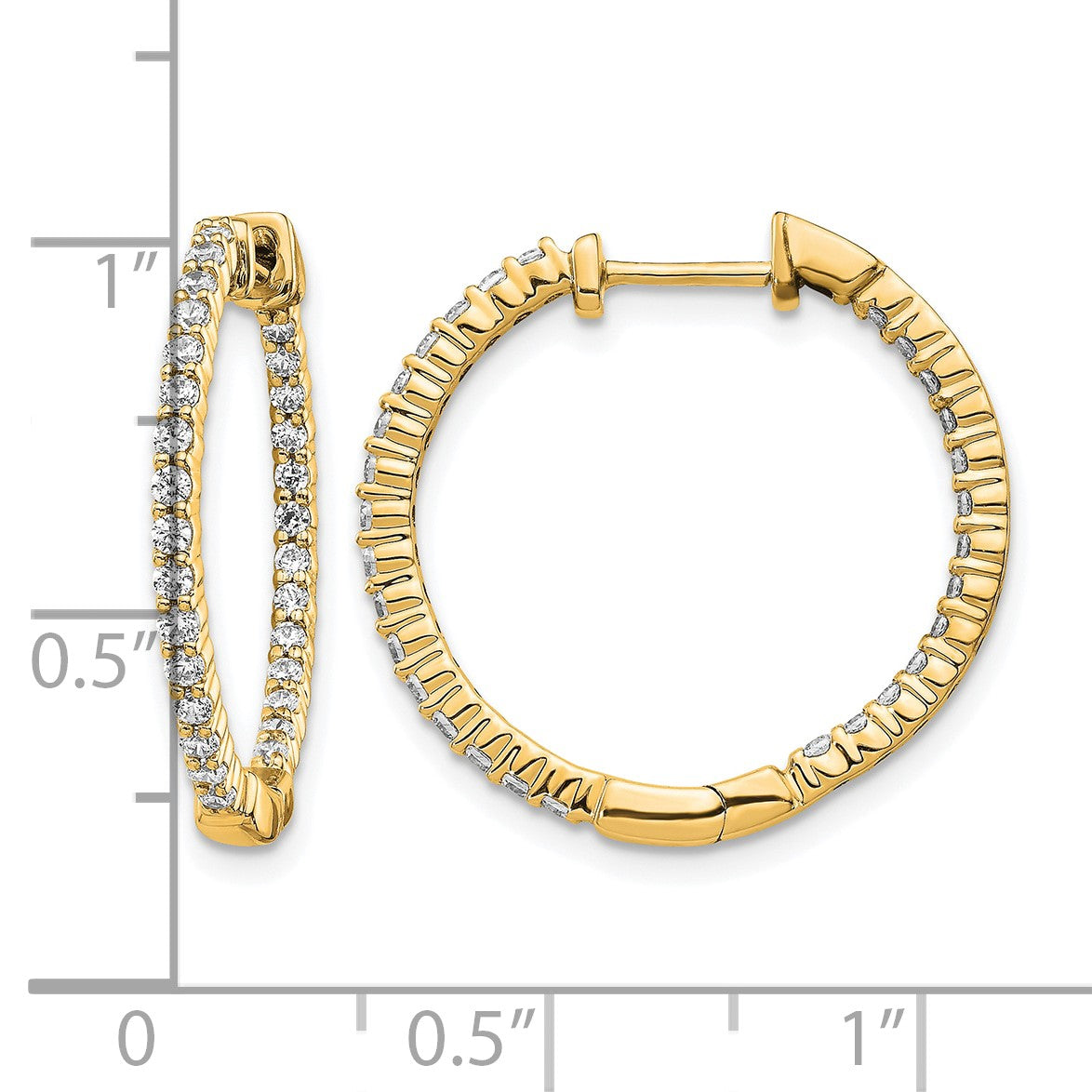 14k 5/8 carat Diamond In/Out Hinged Hoop Earrings