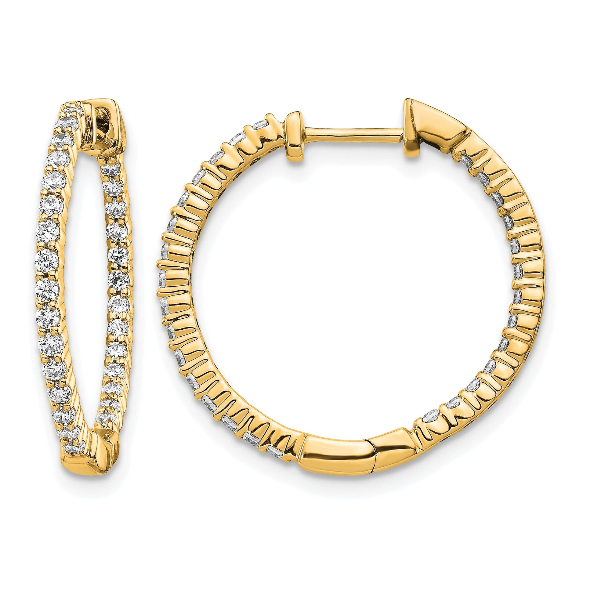 14k 5/8 carat Diamond In/Out Hinged Hoop Earrings