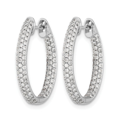 14k White Gold 3-row 1.24 carat Diamond In/Out Hinged Hoop Earrings