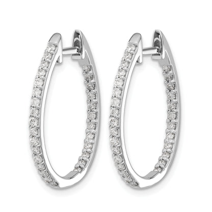 14k White Gold 3/4 carat Diamond In/Out Hinged Hoop Earrings