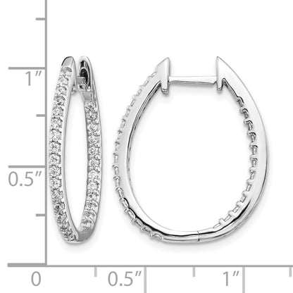 14k White Gold 3/4 carat Diamond In/Out Hinged Hoop Earrings