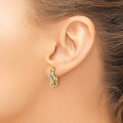 14k Diamond Fancy Hinged Hoop Earrings