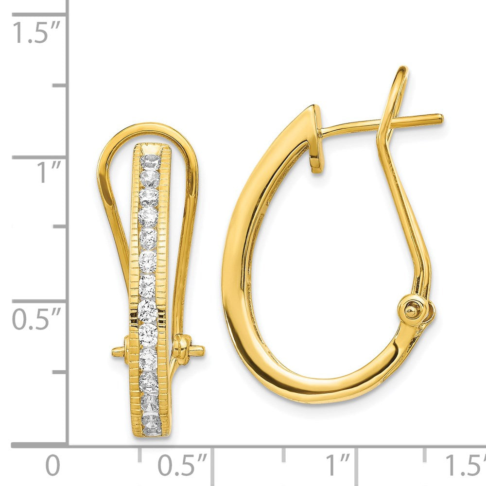 14k Gold Diamond Omega Back Hoop Earrings