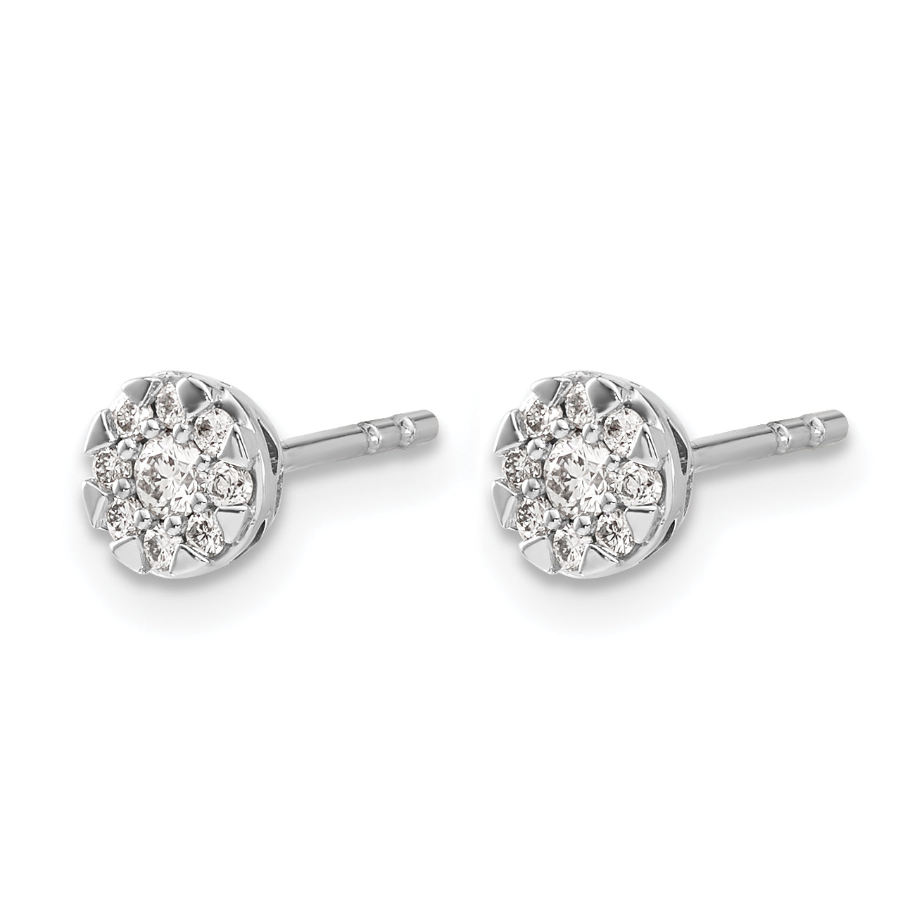 14k White Gold Diamond Cluster Earrings