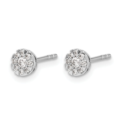 14k White Gold Diamond Cluster Earrings