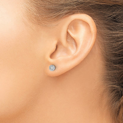14k White Gold Diamond Cluster Earrings