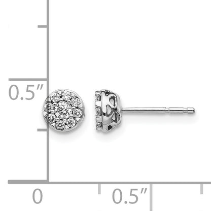 14k White Gold Diamond Cluster Earrings