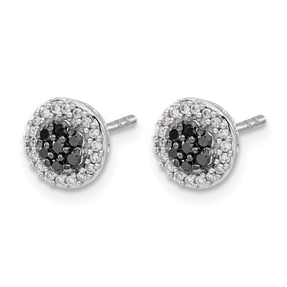 14k White Gold 1/3 carat Black/White Diamond Cluster Post Earrings