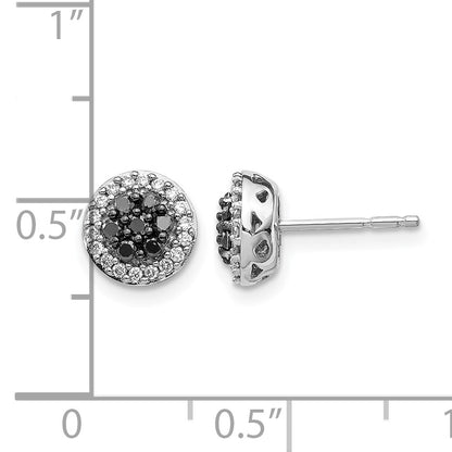 14k White Gold 1/3 carat Black/White Diamond Cluster Post Earrings