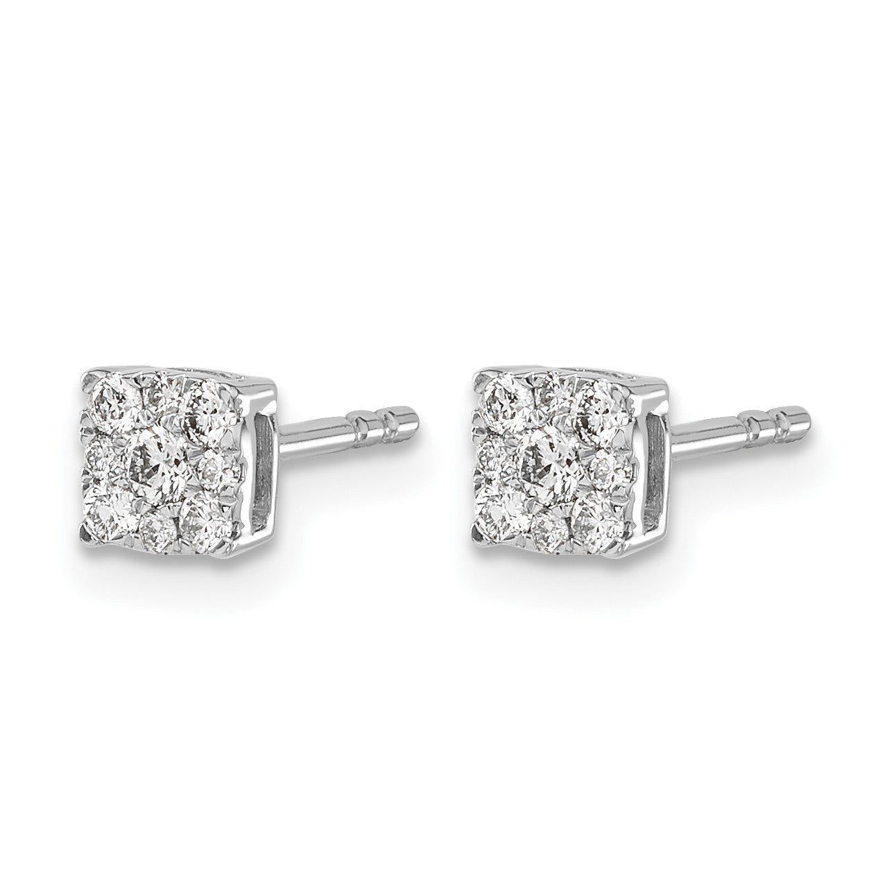 14k White Gold 1/4 carat Diamond Halo Cluster Post Earrings