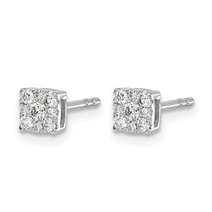 14k White Gold 1/4 carat Diamond Halo Cluster Post Earrings
