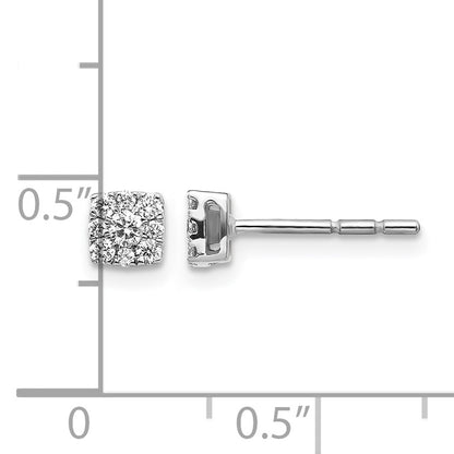 14k White Gold 1/4 carat Diamond Halo Cluster Post Earrings