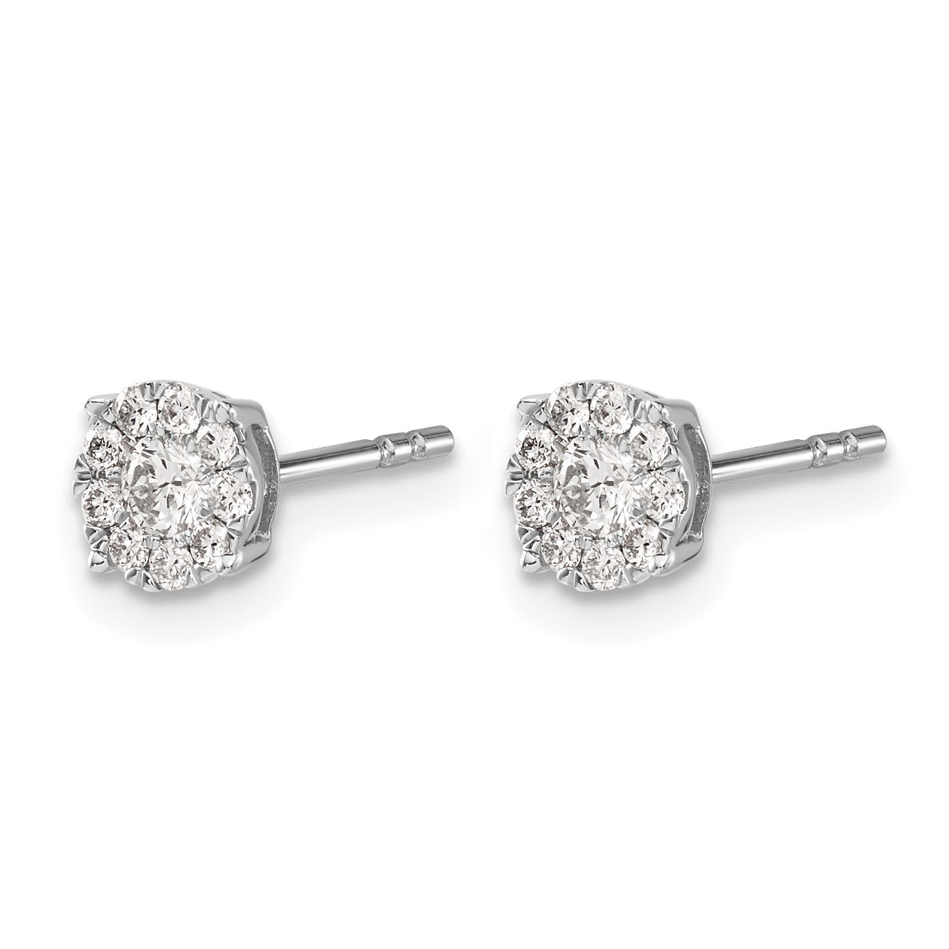 14k White Gold 1/3 carat Diamond Halo Cluster Post Earrings