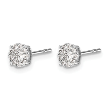 14k White Gold 1/3 carat Diamond Halo Cluster Post Earrings