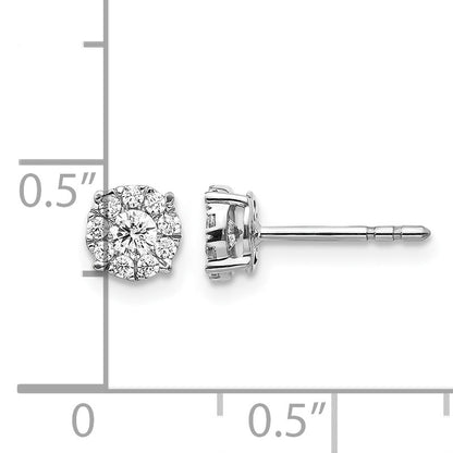 14k White Gold 1/3 carat Diamond Halo Cluster Post Earrings