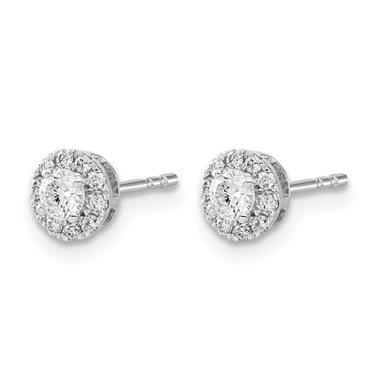 14k White Gold 1/3 carat Diamond Halo Cluster Post Earrings