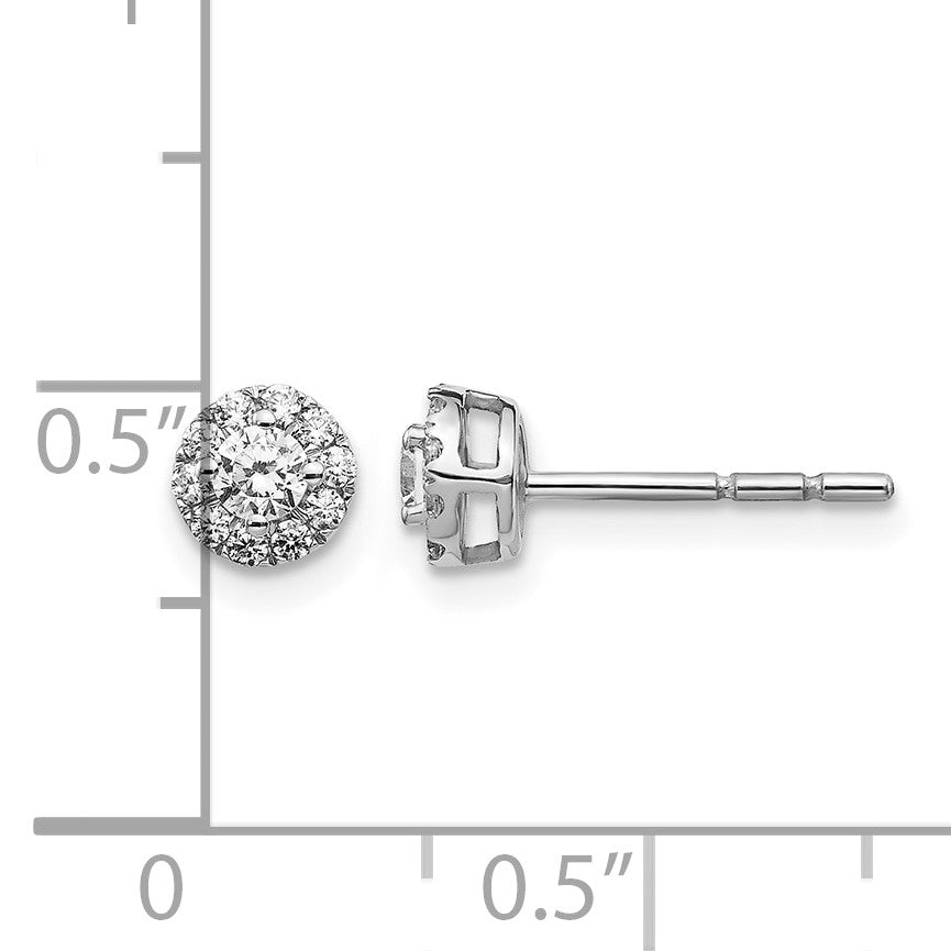14k White Gold 1/3 carat Diamond Halo Cluster Post Earrings