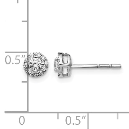 14k White Gold 1/3 carat Diamond Halo Cluster Post Earrings
