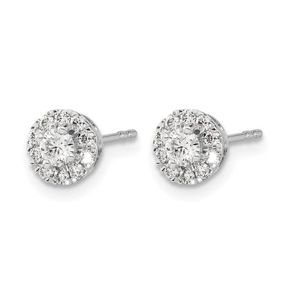 14k White Gold 1/2 carat Diamond Halo Cluster Post Earrings