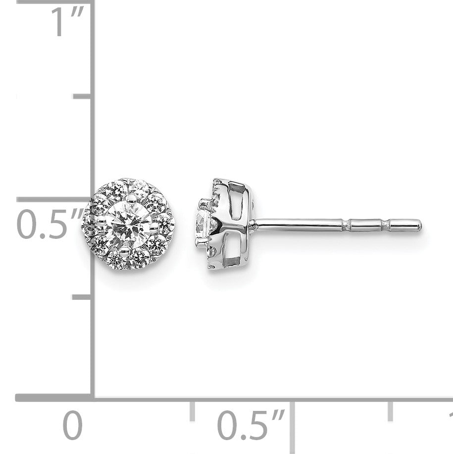 14k White Gold 1/2 carat Diamond Halo Cluster Post Earrings