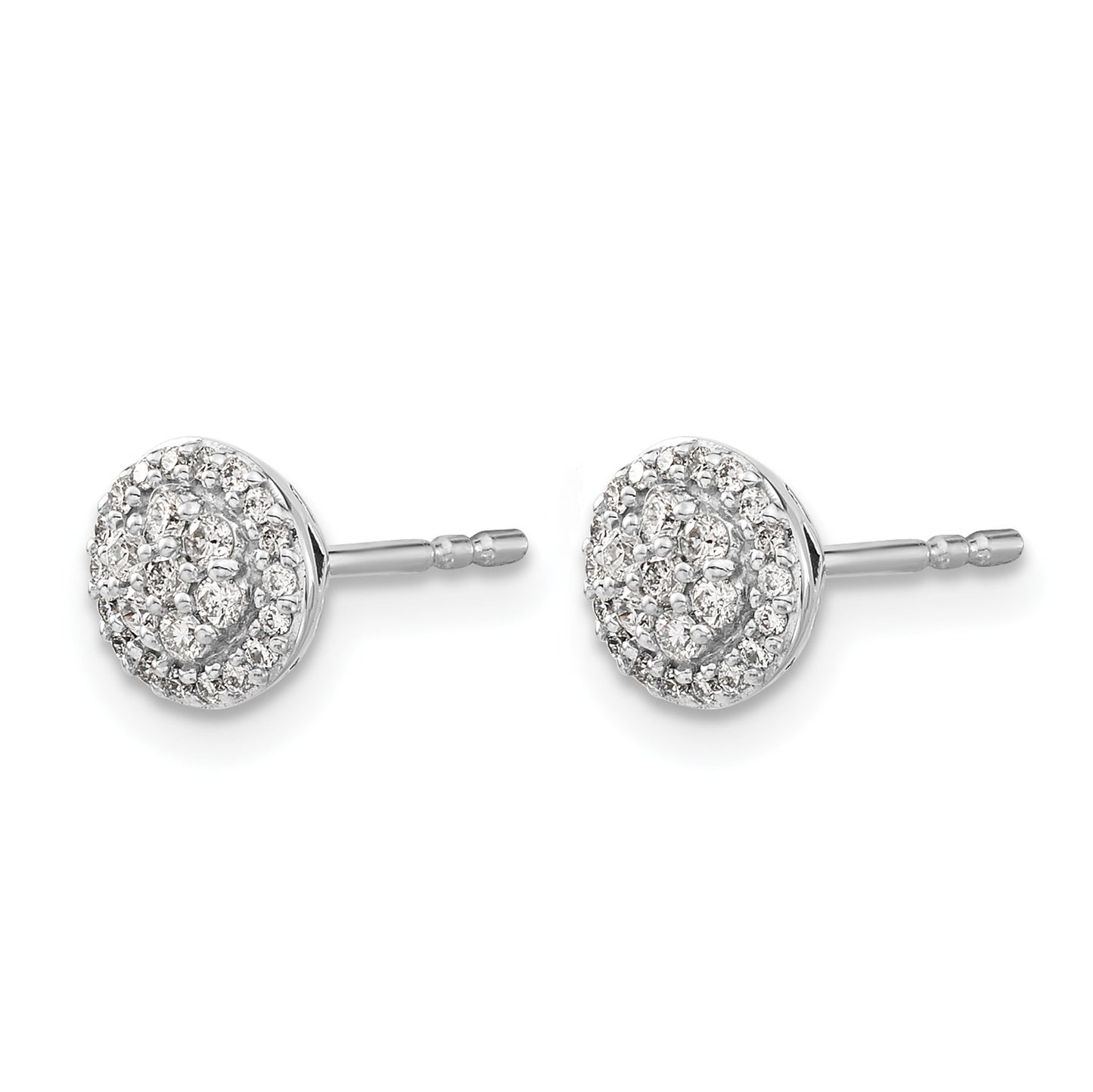 14k White Gold 1/4 carat Diamond Cluster Post Earrings