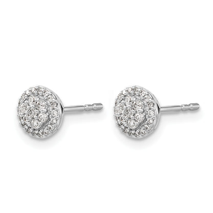 14k White Gold 1/4 carat Diamond Cluster Post Earrings