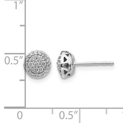 14k White Gold 1/4 carat Diamond Cluster Post Earrings