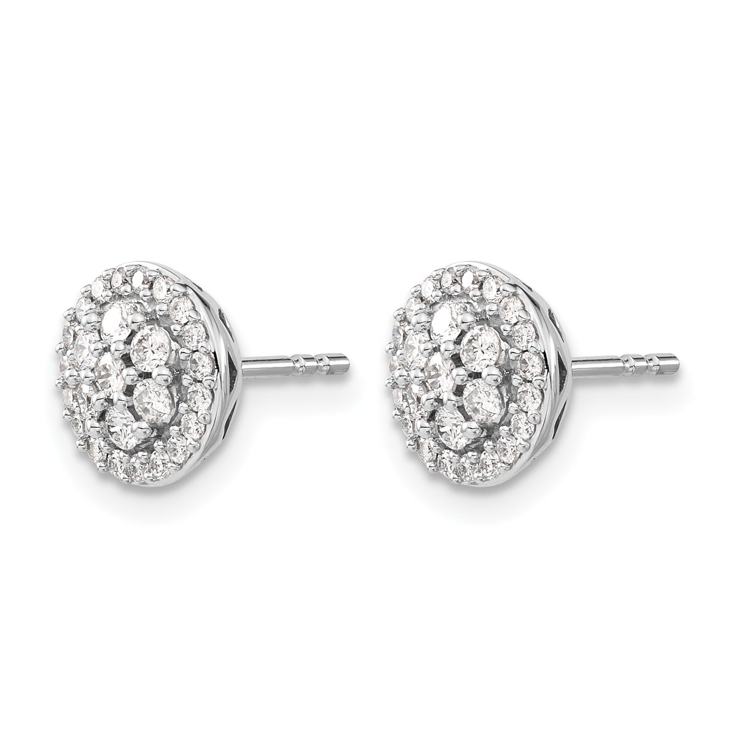 14k White Gold 1/2 carat Diamond Cluster Post Earrings