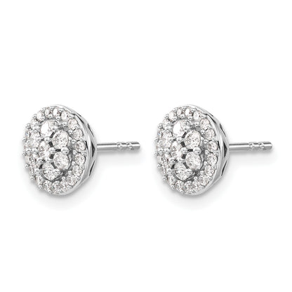 14k White Gold 1/2 carat Diamond Cluster Post Earrings