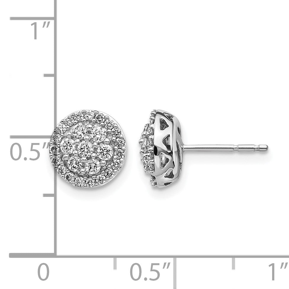 14k White Gold 1/2 carat Diamond Cluster Post Earrings