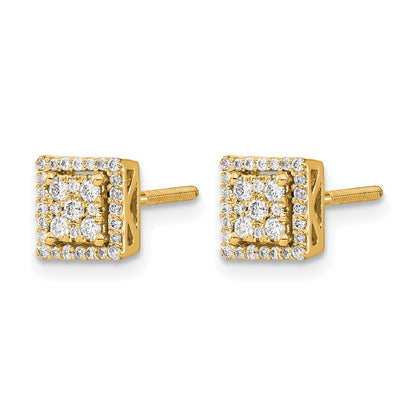 14k 1/3 carat Diamond Cluster Square Screwback Post Earrings