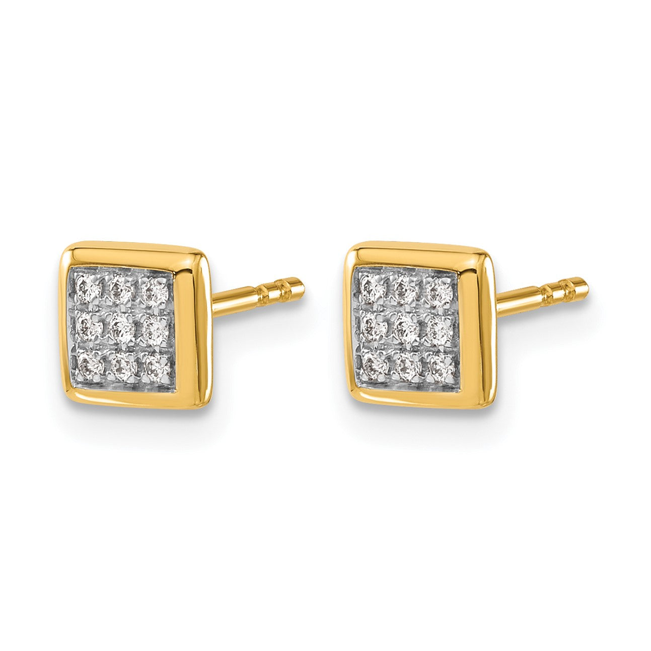 14k 1/10 carat Diamond Cluster Square Post Earrings