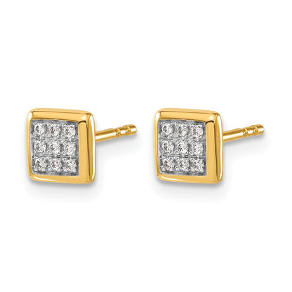 14k 1/10 carat Diamond Cluster Square Post Earrings