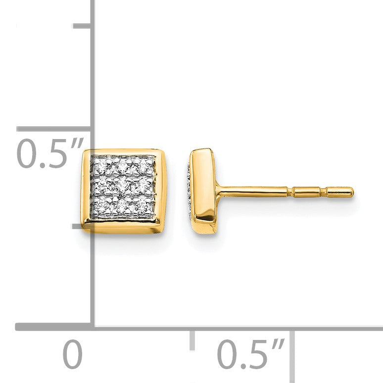14k 1/10 carat Diamond Cluster Square Post Earrings