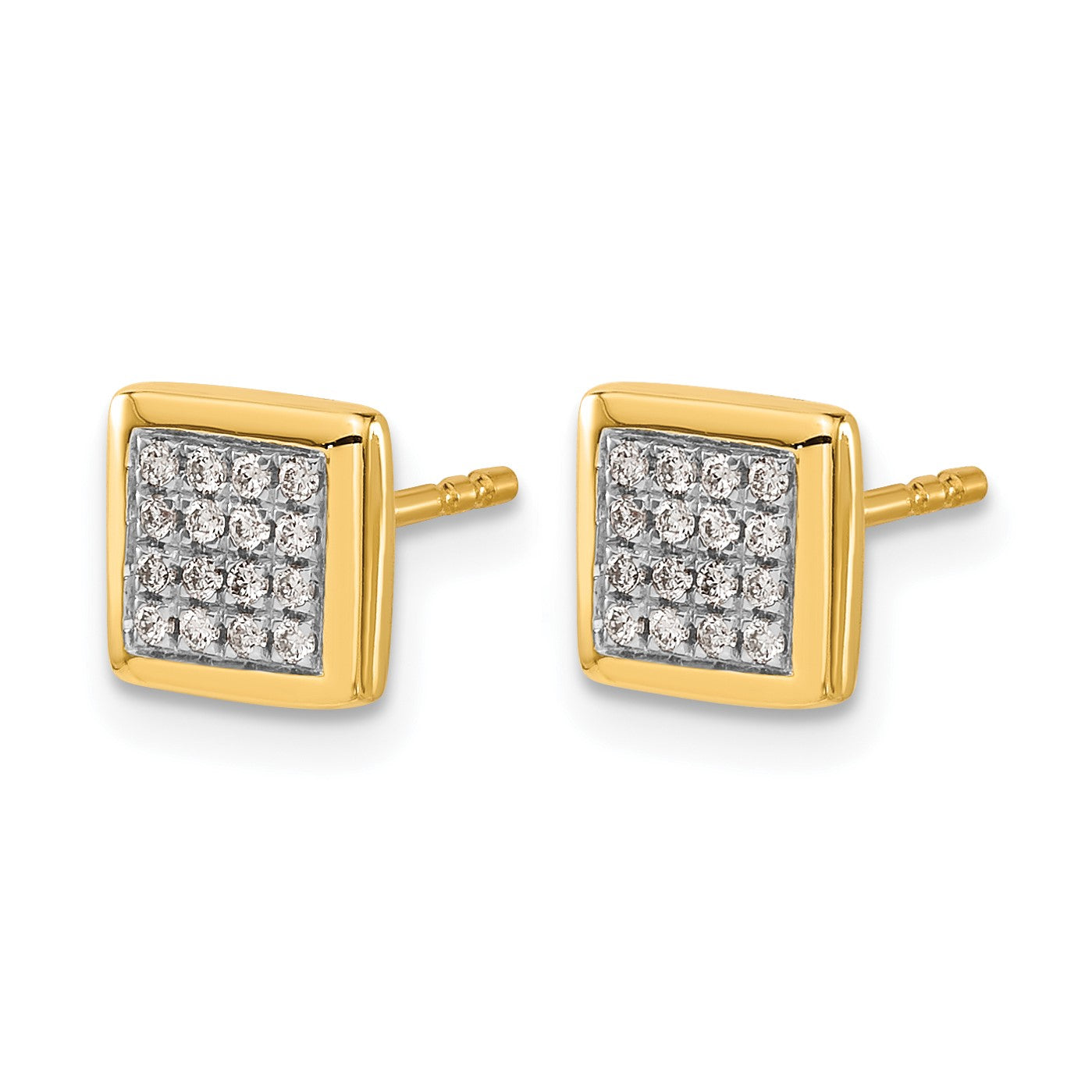 14k 1/8 carat Diamond Cluster Square Post Earrings
