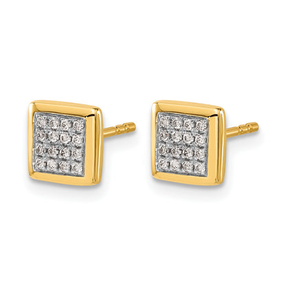 14k 1/8 carat Diamond Cluster Square Post Earrings