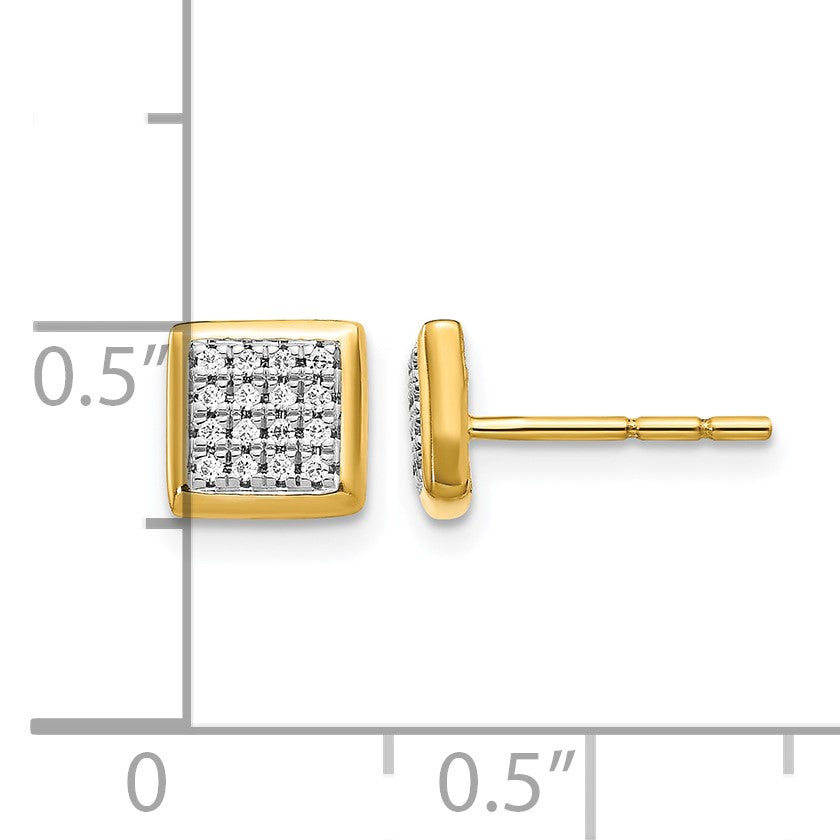 14k 1/8 carat Diamond Cluster Square Post Earrings