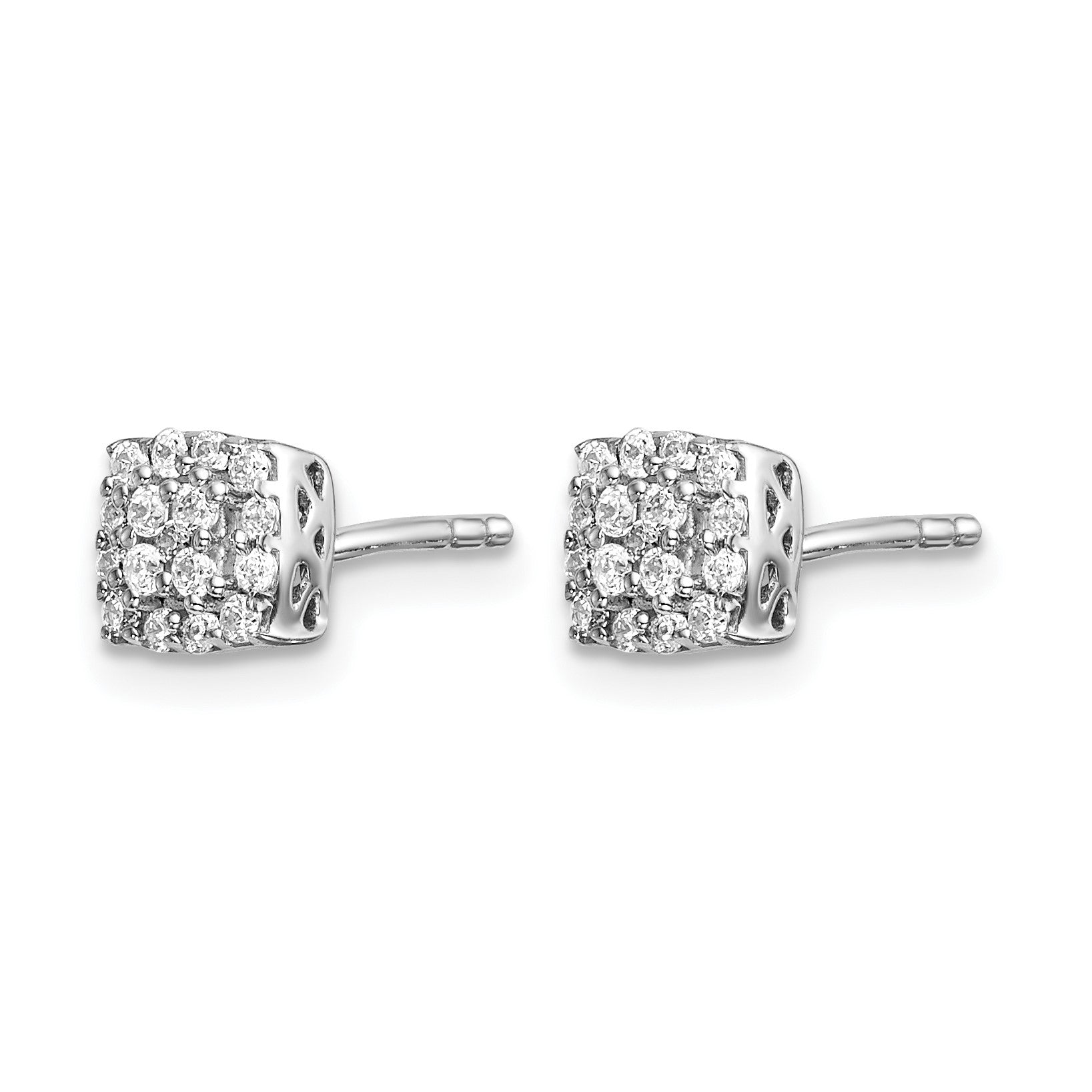14k White Gold 1/4 carat Diamond Square Halo Post Earrings