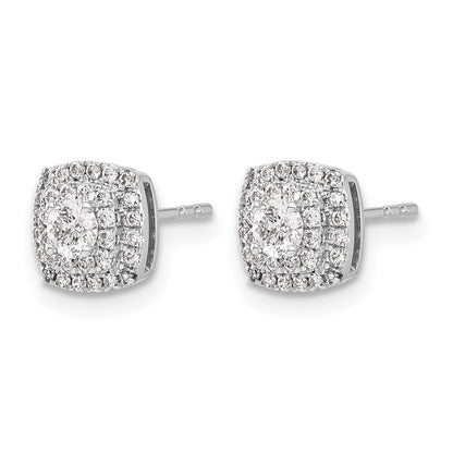 14k White Gold 1/2 carat Diamond Square Halo Post Earrings