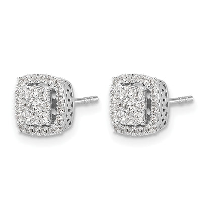 14k White Gold 1/2 carat Diamond Square Cluster Post Earrings