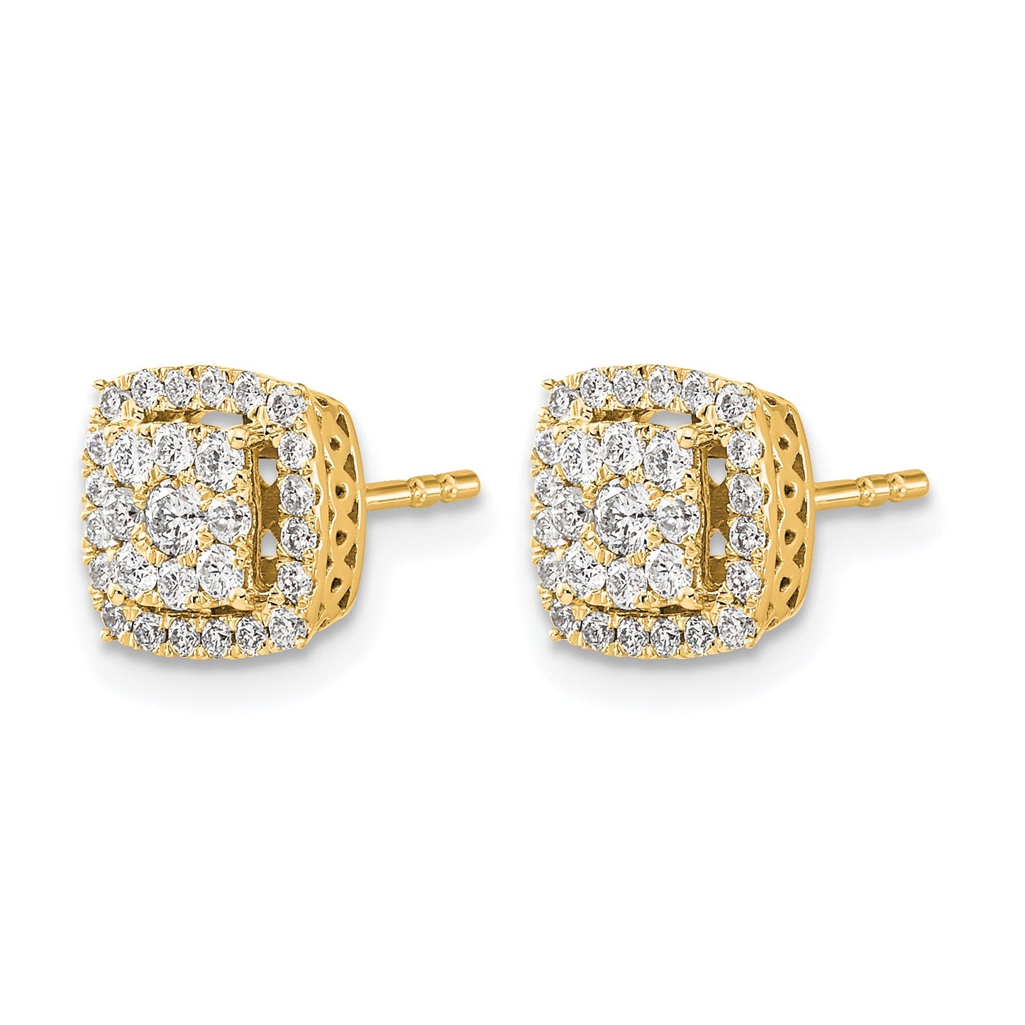 14k 1/2 carat Diamond Square Cluster Post Earrings