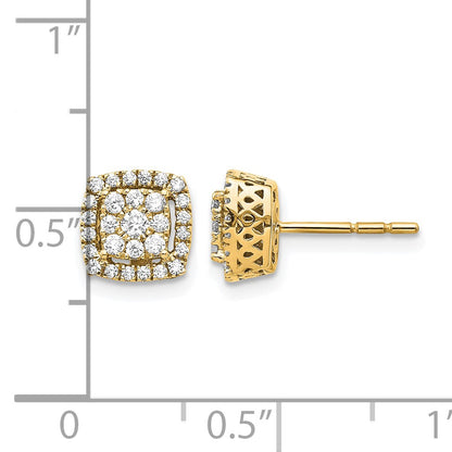 14k 1/2 carat Diamond Square Cluster Post Earrings