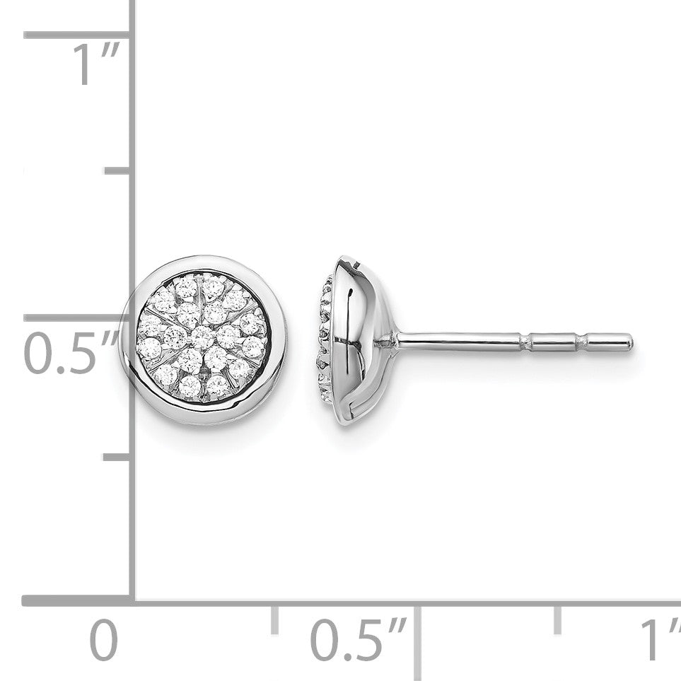 14k White Gold 1/5 carat Diamond Cluster Post Earrings