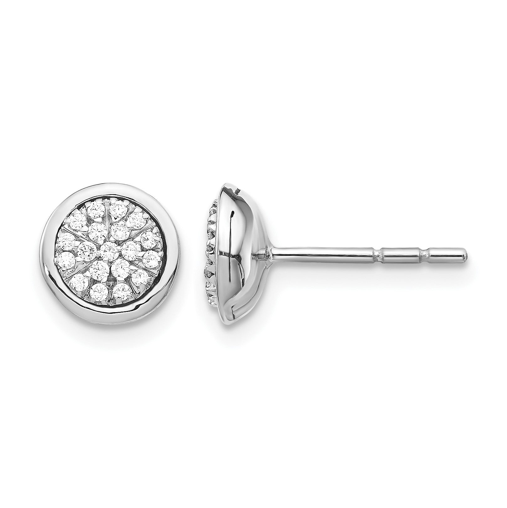 14k White Gold 1/5 carat Diamond Cluster Post Earrings